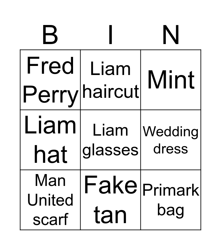 Manchester Bingo Card