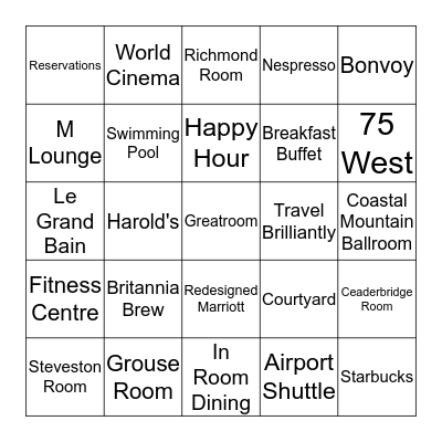 Marriott & Sheraton Summer Fireworks Boat Cruise  Bingo Card