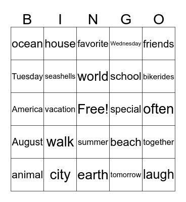 Fundations Bingo Card