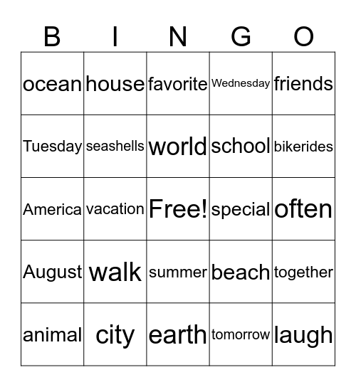 Fundations Bingo Card