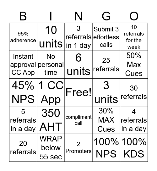 Just Do It Bingo Card