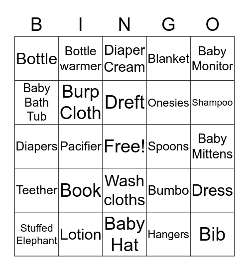 BABY SHOWER Bingo Card