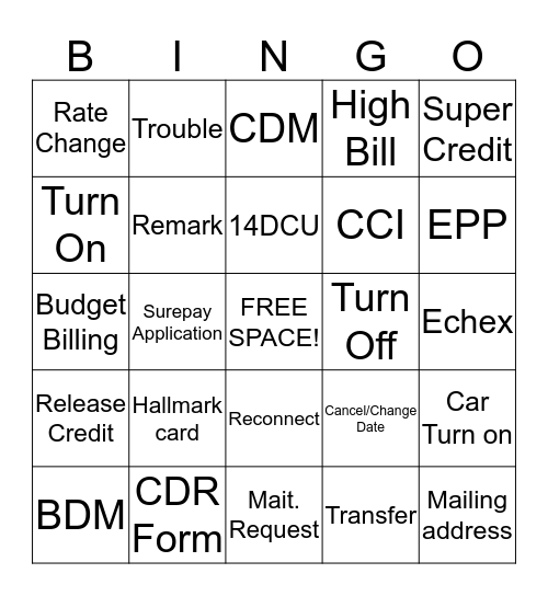 BINGO Card