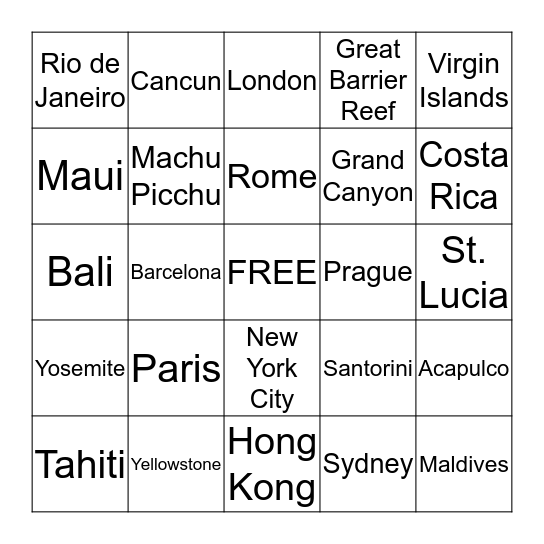 BLOSSOMS ON VACATION!!! Bingo Card