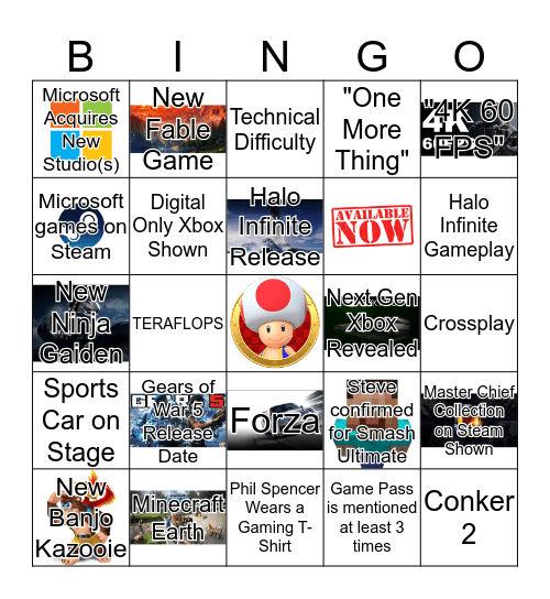 Microsoft E3 2019 Bingo Card