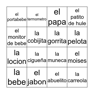 BABY SHOWER LOTERIA Bingo Card