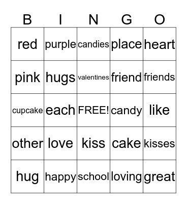 Valentines Bingo Card