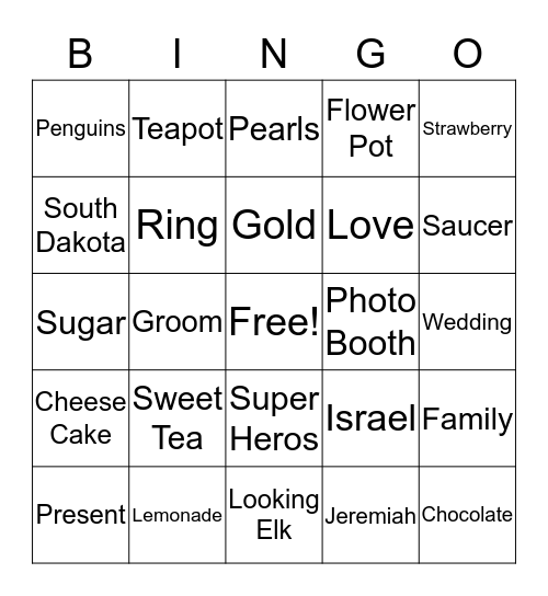 Brittany & Jeremiah's Engagement Party Bingo Card