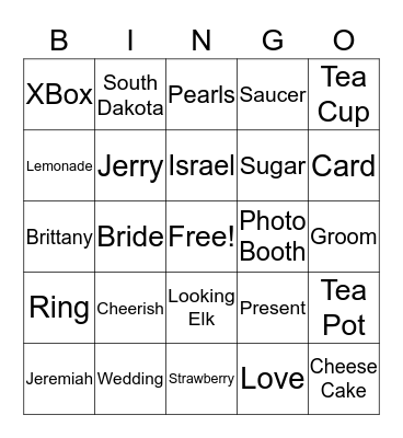 Brittany & Jeremiah Engagement Party Bingo Card