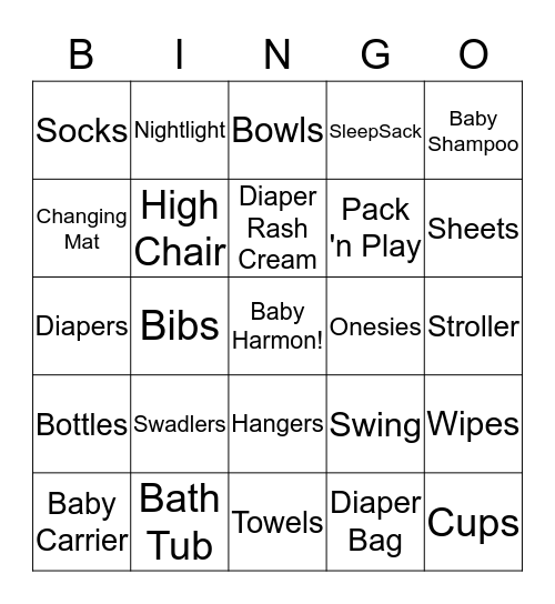 Baby Harmon Bingo Card