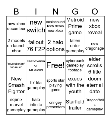 e3 Bingo Card