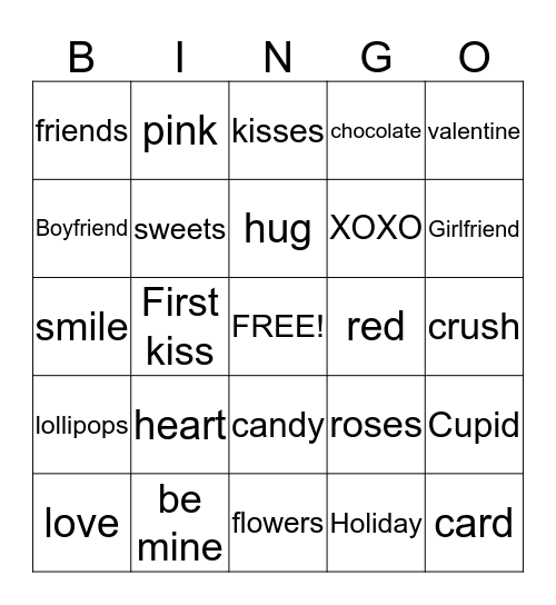 Valentine Bingo Card