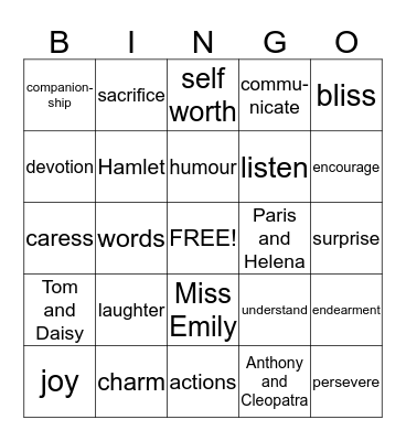 Valentines' Day Bingo Card