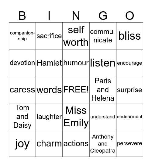 Valentines' Day Bingo Card