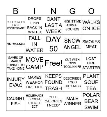 Alone Season 6 Bingo Card