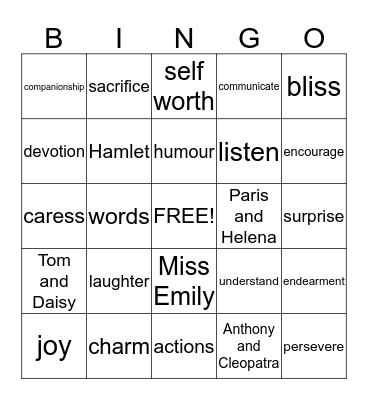 Valentines' Day Bingo Card