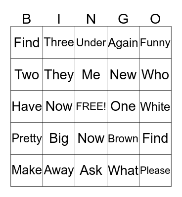 Sydney's Bingo Card