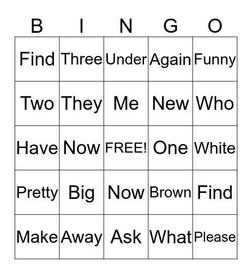 Sydney's Bingo Card
