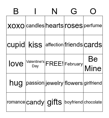 Valentine's Bingo Card