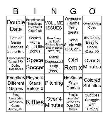 Waffle Bingo Card