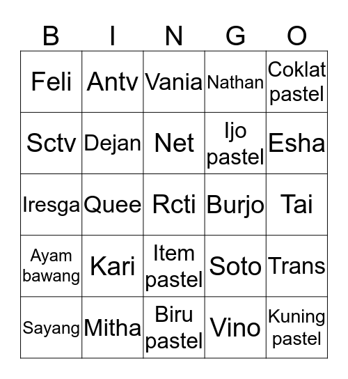 BINGO Card