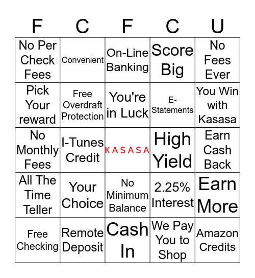 Kasasa Bingo Card