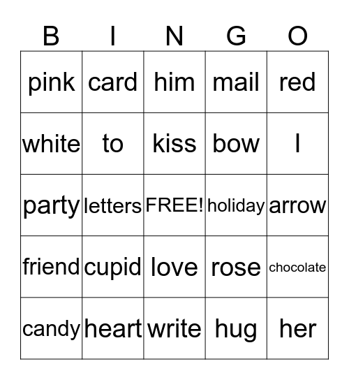 Valentines Day  Bingo Card