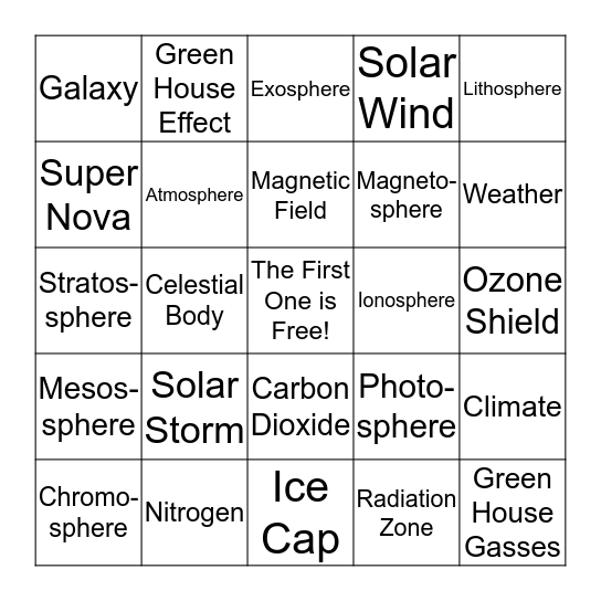 Atmosphere Bingo Card