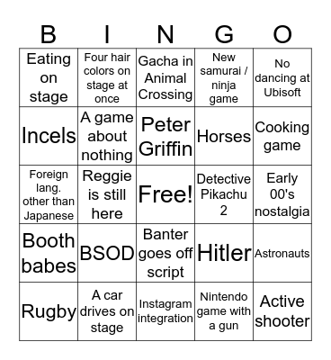 Megan's terrible bingo Card