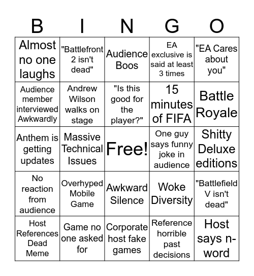 EA Conference Bingo Card