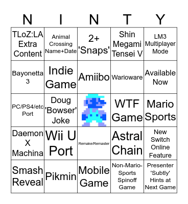 Nintendo E3 PogYou Bingo Card