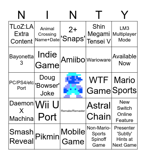 Nintendo E3 PogYou Bingo Card