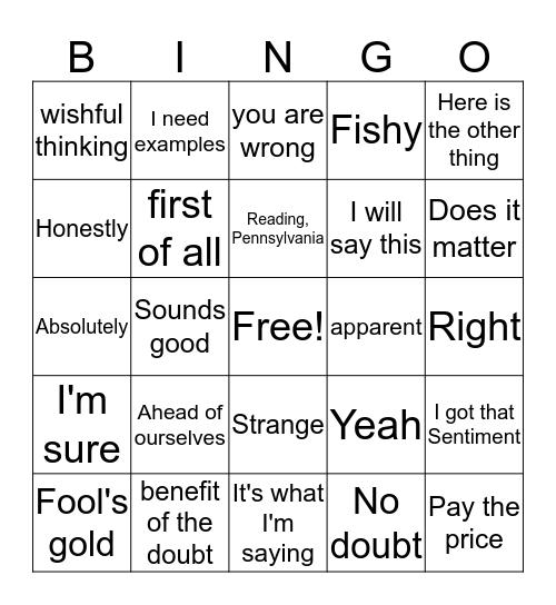 Steinmetz Bingo Card