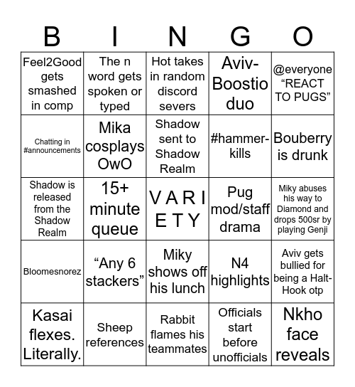Any Flexers Bingo Card