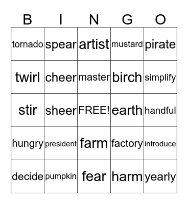 Week 5 Level 7 and 8 Bingo Card