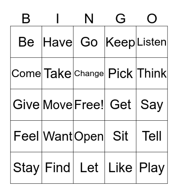 What is the past tense? Bingo Card