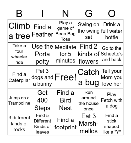 Ray's Campground BINGO  Bingo Card