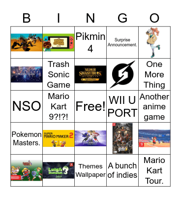 Nintendo Direct at E3 2019 Bingo Card