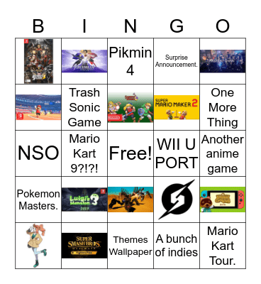 Nintendo Direct at E3 2019 Bingo Card