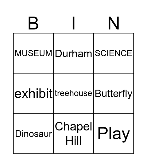 Museums Bingo Card