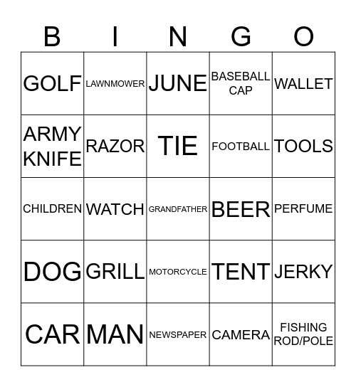 Father's Day Bingo! Bingo Card