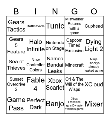 Microsoft Bingo Card