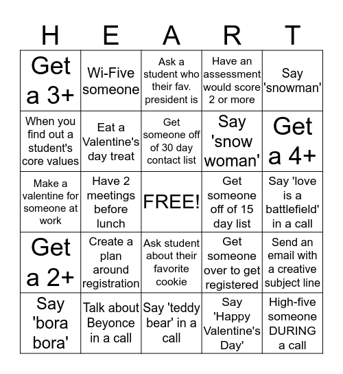 Valentine's Day Bingo  Bingo Card