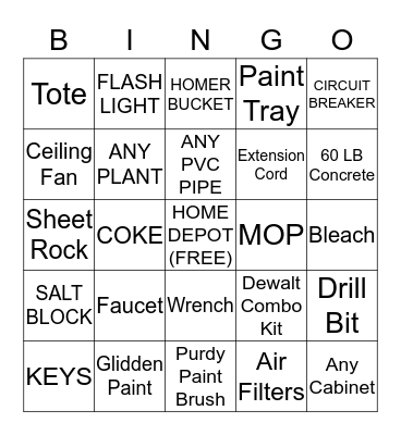CASHIER BINGO Card