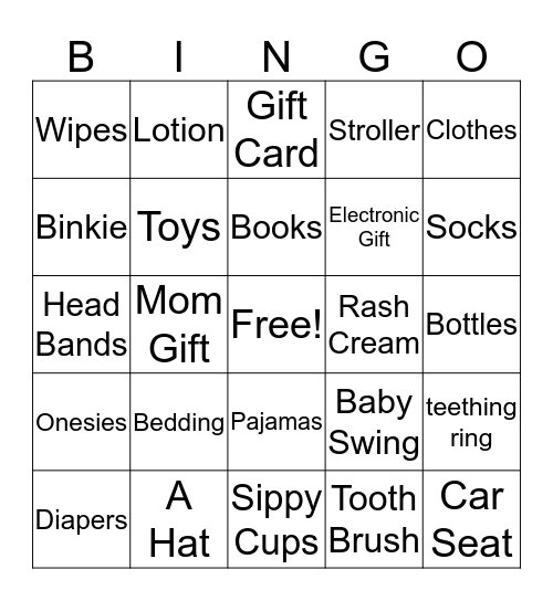 Baby Shower Bingo Card