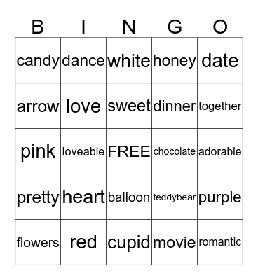 Happy Valentine's Day Bingo Card