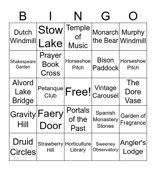 Golden Gate Adventure Bingo Card