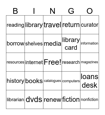 Library Services Bingo Card