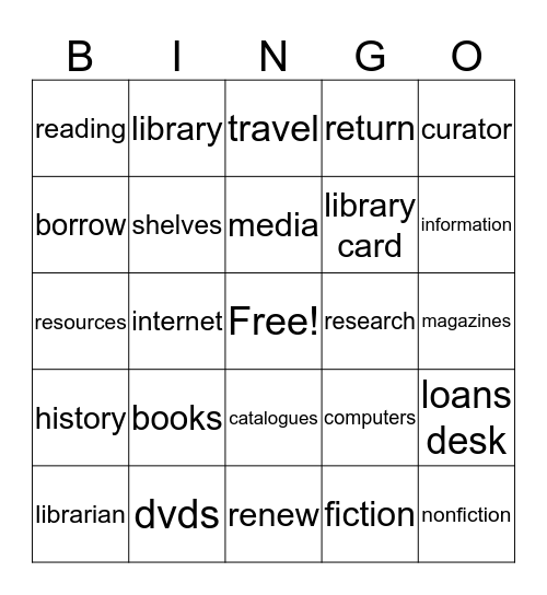 Library Services Bingo Card