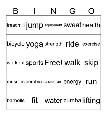 Fitness Instructor Bingo Card